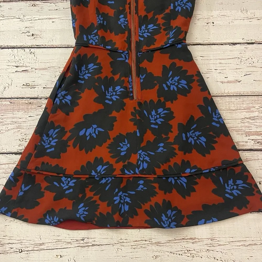 JCrew Firework Floral Red Dress Fit Flare Size 0‎ Women's